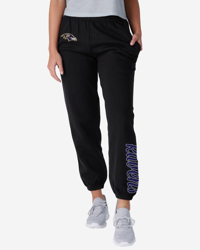 Baltimore Ravens Womens Script Wordmark Team Color Sweatpants FOCO