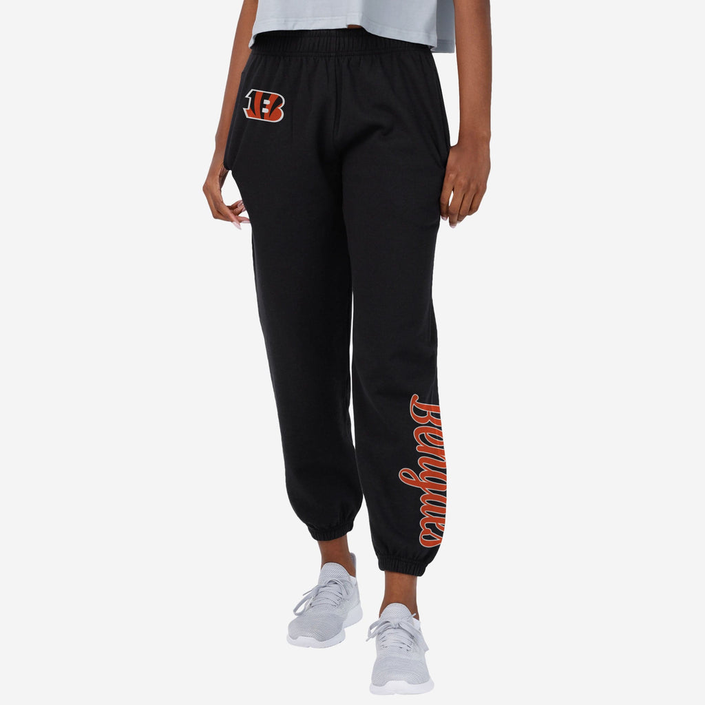 Cincinnati Bengals Womens Script Wordmark Team Color Sweatpants FOCO S - FOCO.com