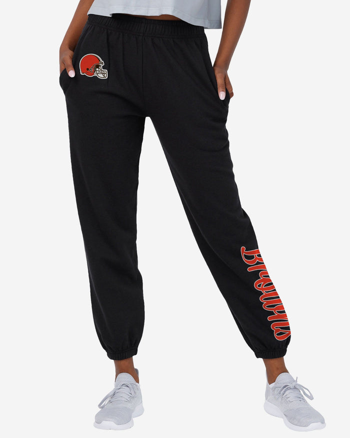 Cleveland Browns Womens Script Wordmark Team Color Sweatpants FOCO S - FOCO.com