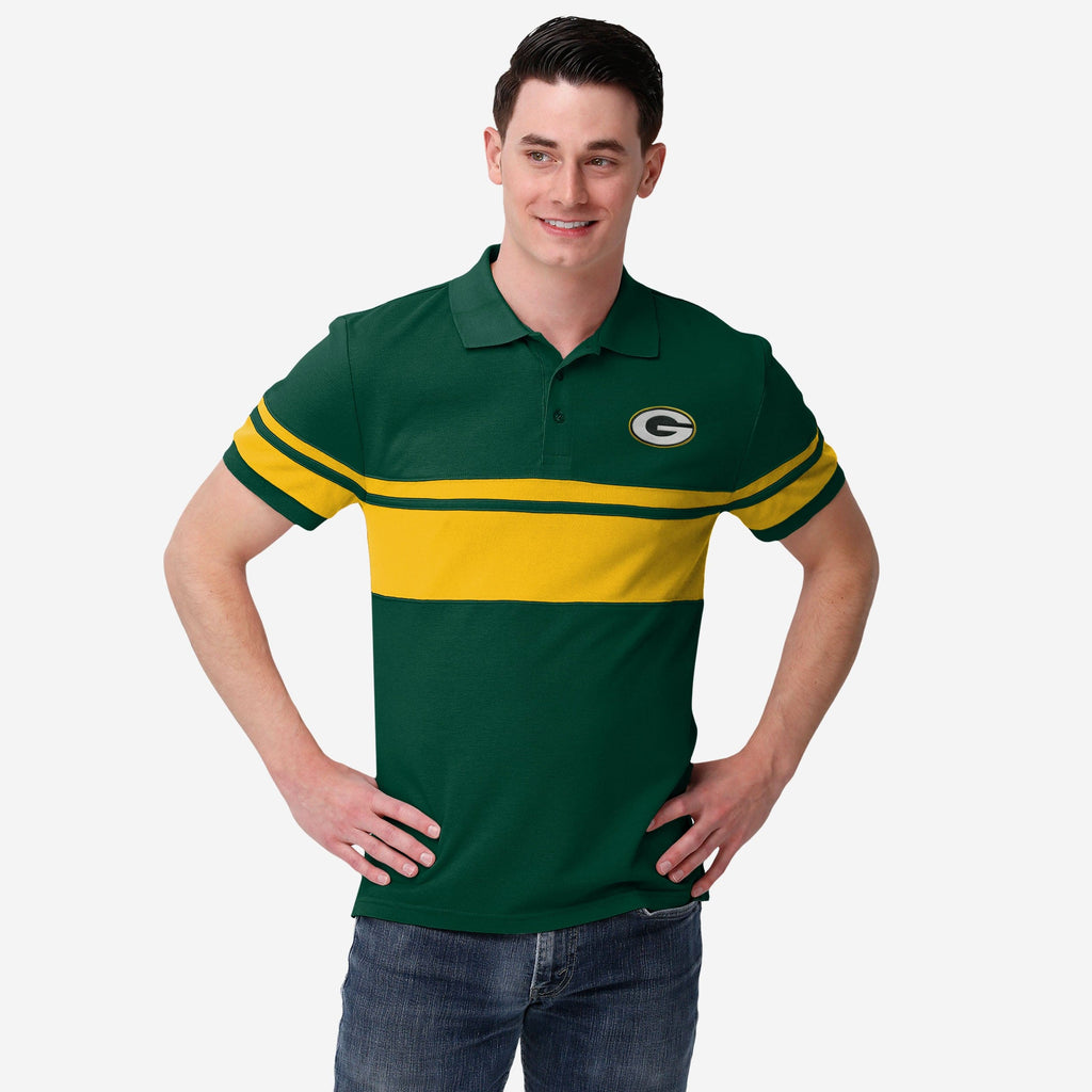 Green Bay Packers Cotton Stripe Polo FOCO S - FOCO.com