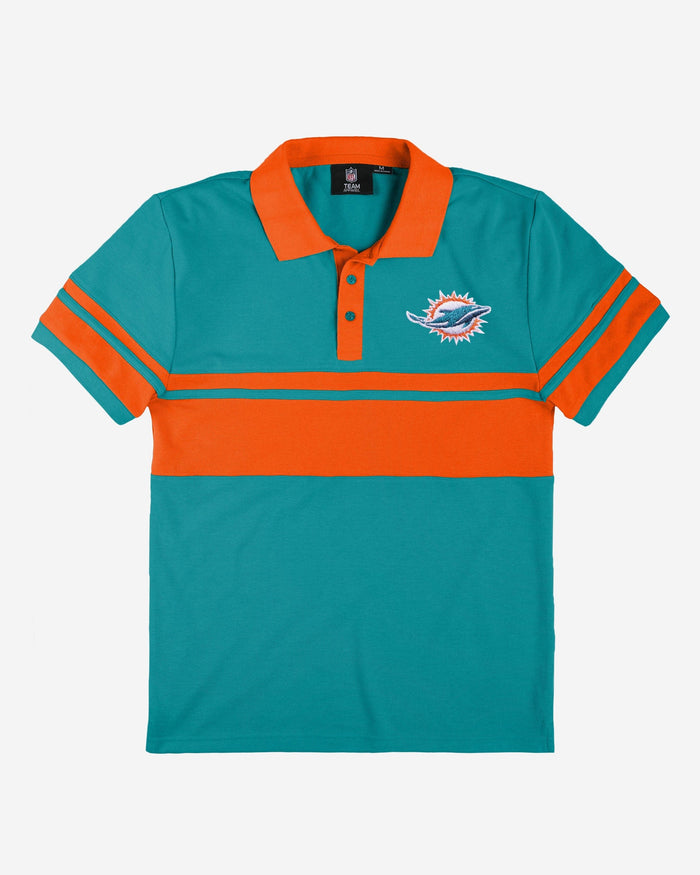Miami Dolphins Cotton Stripe Polo FOCO - FOCO.com