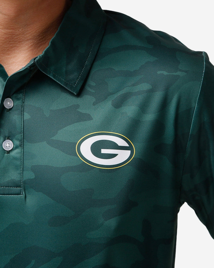 Green Bay Packers Color Camo Polyester Polo FOCO - FOCO.com