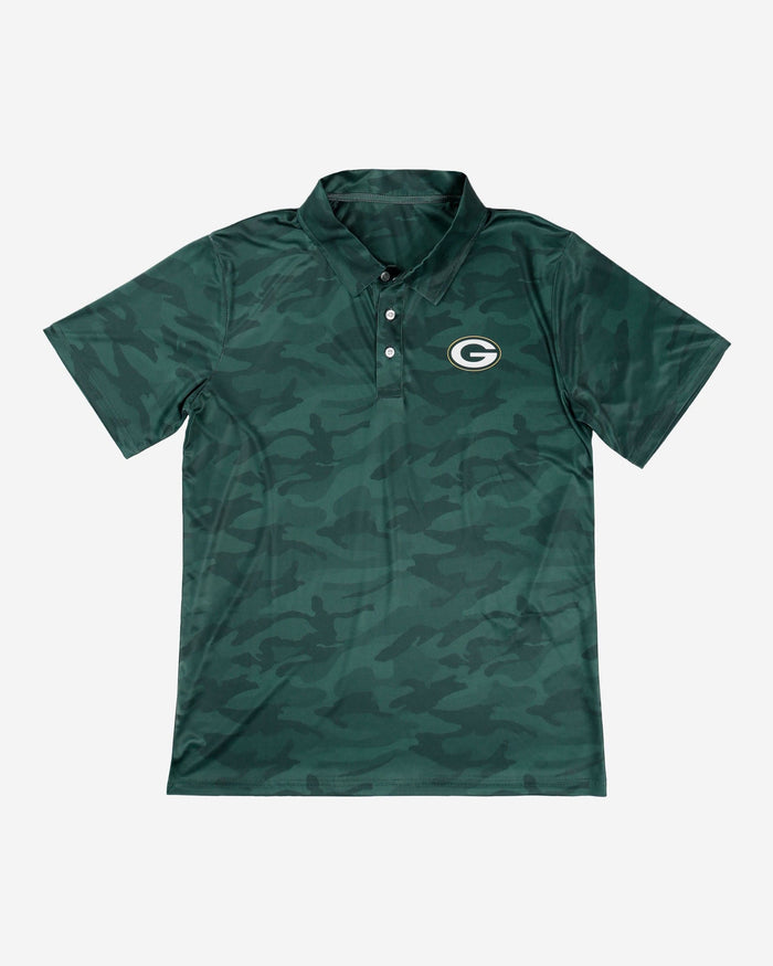 Green Bay Packers Color Camo Polyester Polo FOCO - FOCO.com