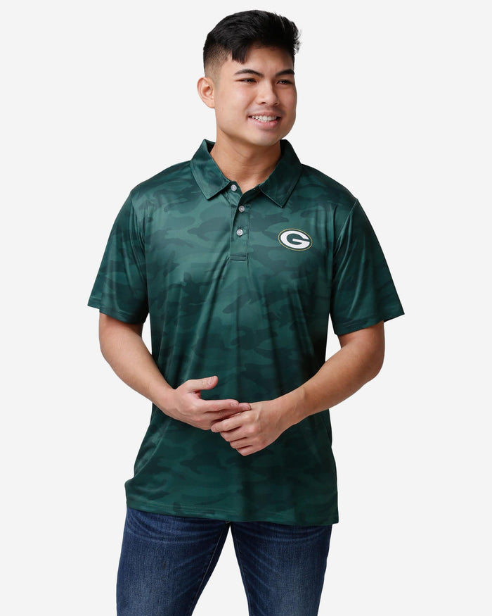 Green Bay Packers Color Camo Polyester Polo FOCO S - FOCO.com