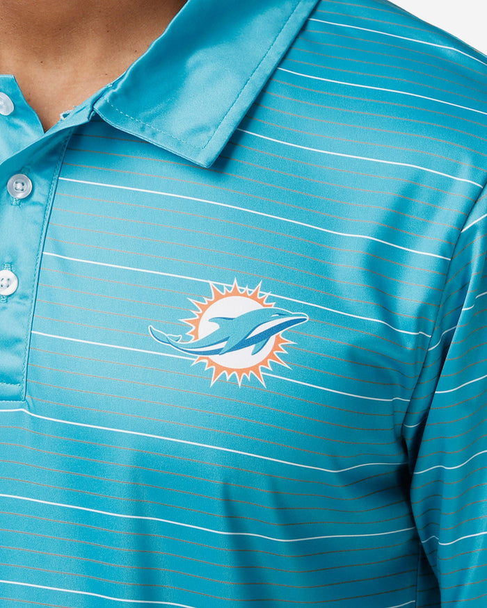 Miami Dolphins Striped Polyester Polo FOCO - FOCO.com