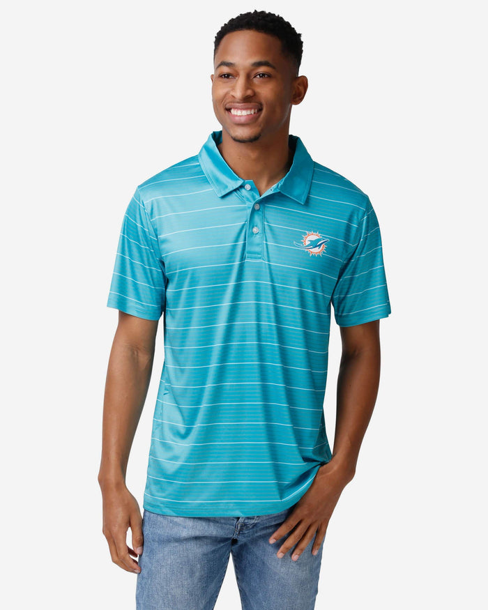 Miami Dolphins Striped Polyester Polo FOCO S - FOCO.com