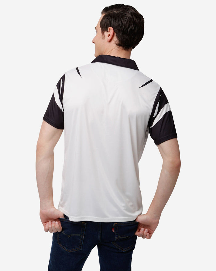 Cincinnati Bengals White Stripe Polyester Polo FOCO - FOCO.com
