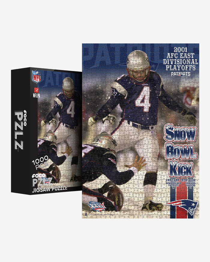 New England Patriots Snow Bowl Kick 1000 Piece Jigsaw Puzzle PZLZ FOCO - FOCO.com