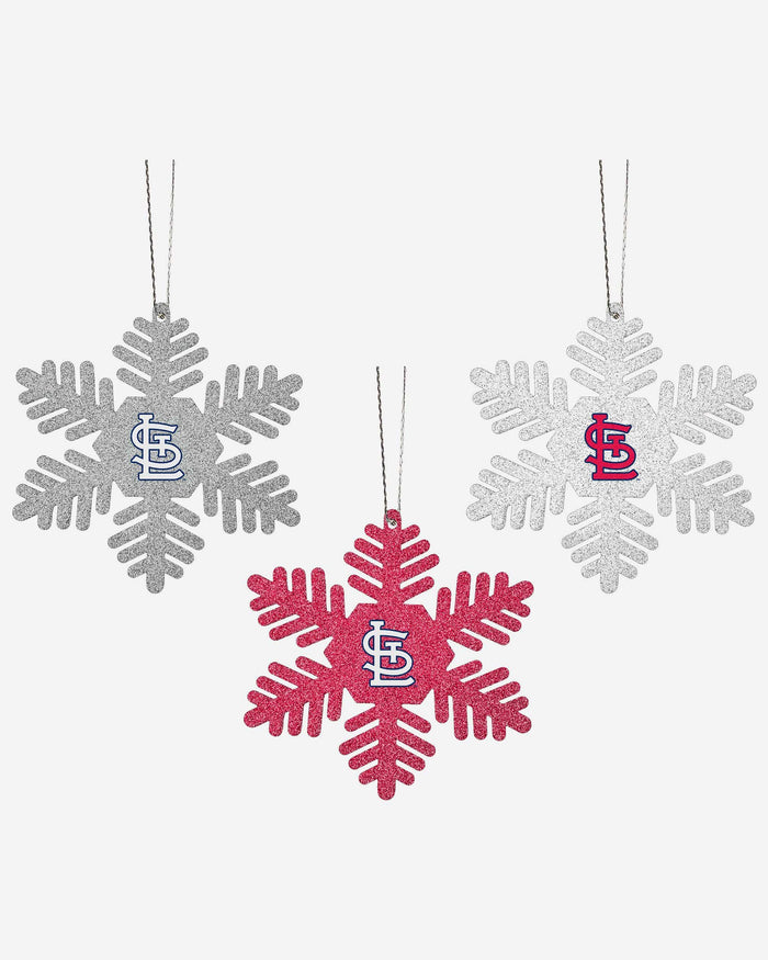 St. Louis Cardinals 3 Pack Metal Glitter Snowflake Ornament FOCO - FOCO.com