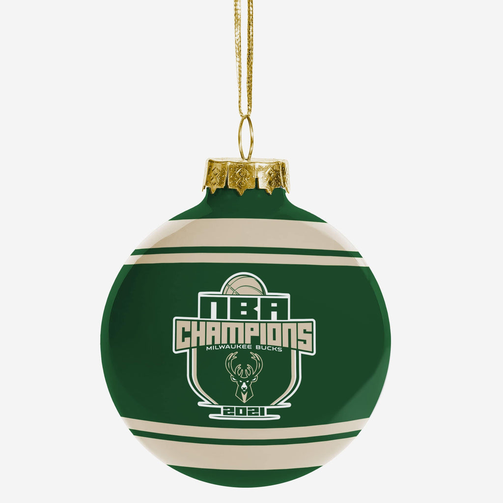 Milwaukee Bucks 2021 NBA Champions Glass Ball Ornament FOCO - FOCO.com