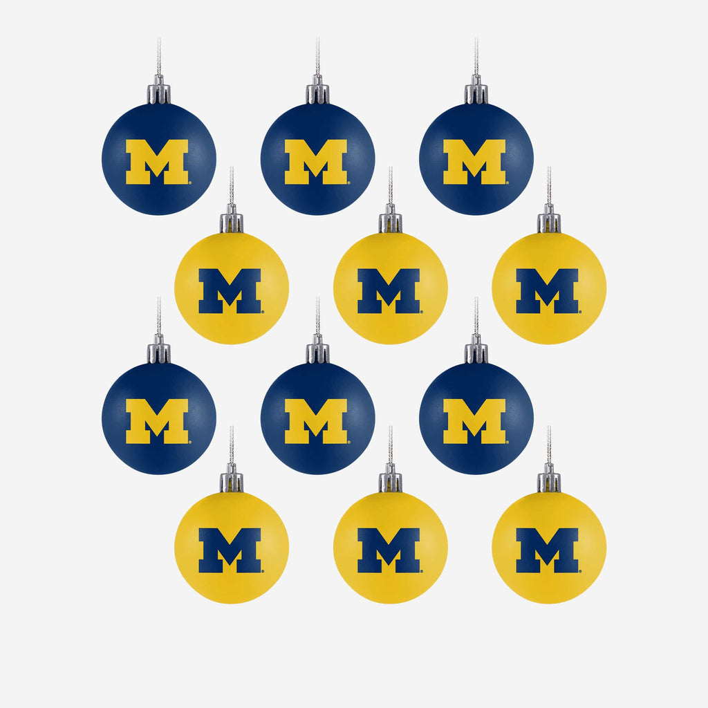 Michigan Wolverines 12 Pack Ball Ornament Set FOCO - FOCO.com