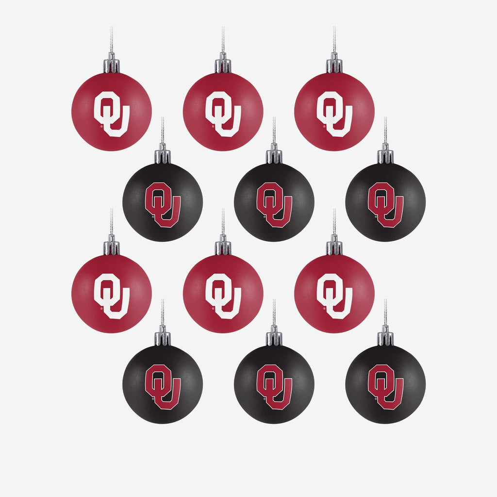 Oklahoma Sooners 12 Pack Ball Ornament Set FOCO - FOCO.com