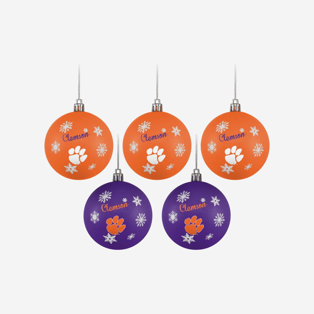 Clemson Tigers 5 Pack Shatterproof Ball Ornament Set FOCO - FOCO.com