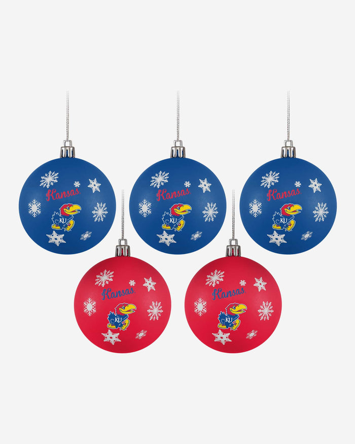 Kansas Jayhawks 5 Pack Shatterproof Ball Ornament Set FOCO - FOCO.com