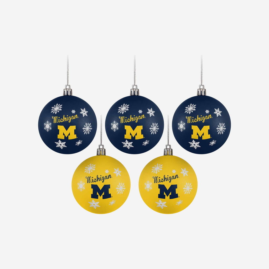 Michigan Wolverines 5 Pack Shatterproof Ball Ornament Set FOCO - FOCO.com