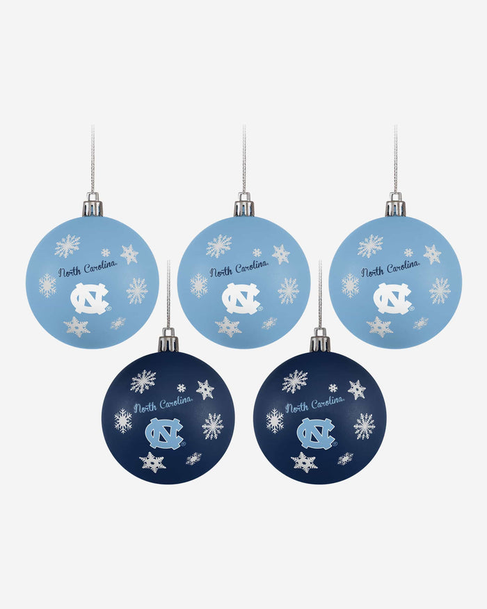 North Carolina Tar Heels 5 Pack Shatterproof Ball Ornament Set FOCO - FOCO.com