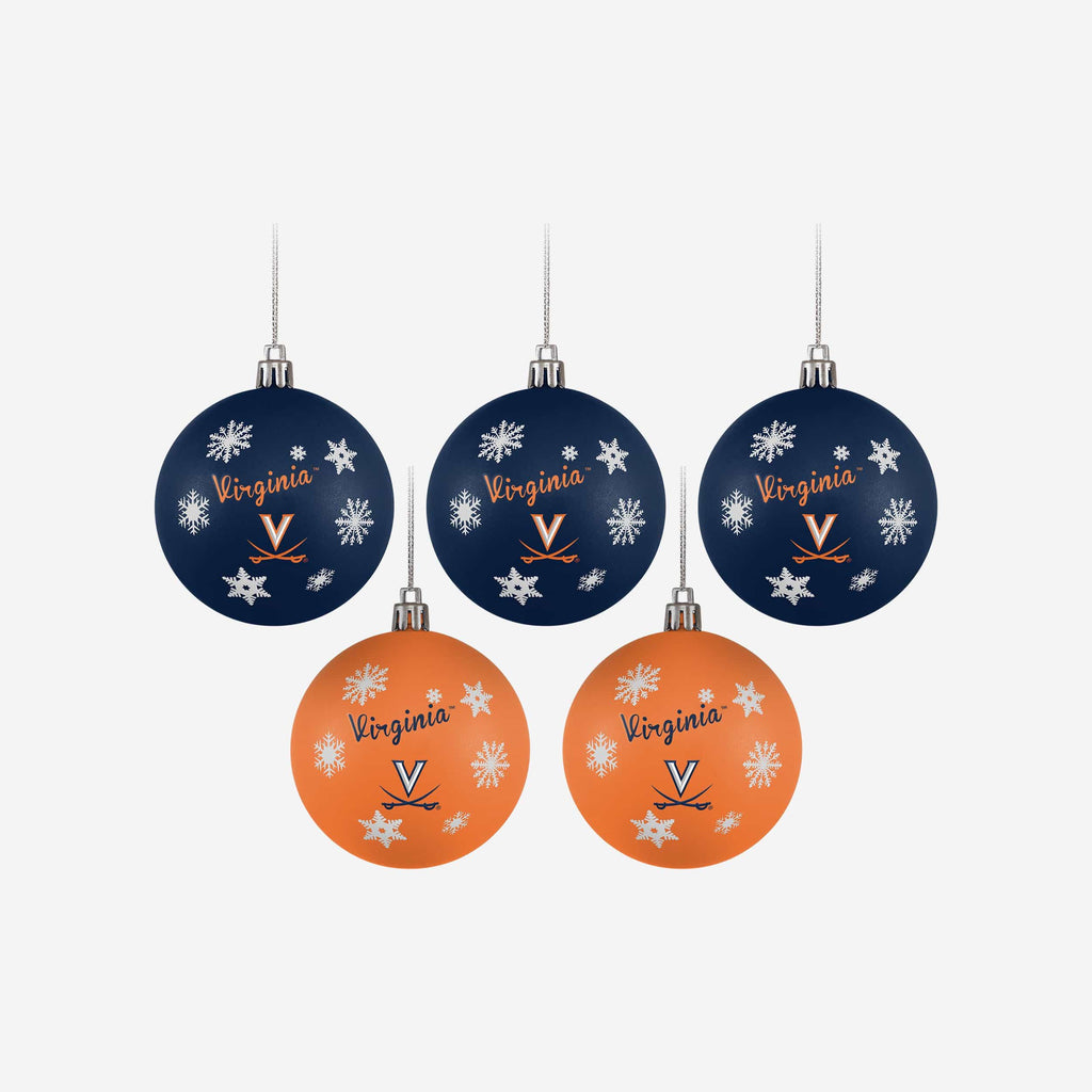 Virginia Cavaliers 5 Pack Shatterproof Ball Ornament Set FOCO - FOCO.com