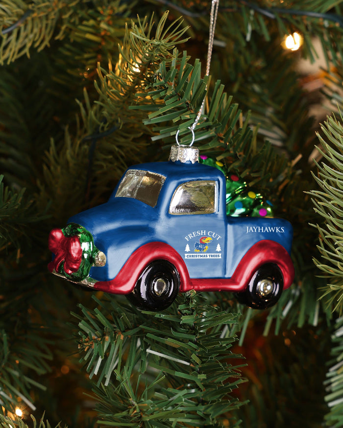 Kansas Jayhawks Blown Glass Truck Ornament FOCO - FOCO.com