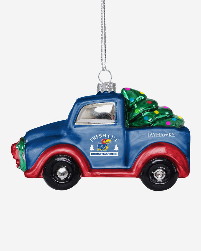 Kansas Jayhawks Blown Glass Truck Ornament FOCO - FOCO.com