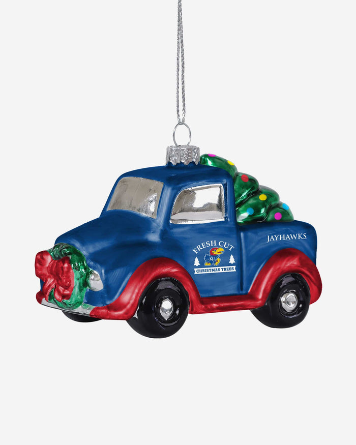 Kansas Jayhawks Blown Glass Truck Ornament FOCO - FOCO.com