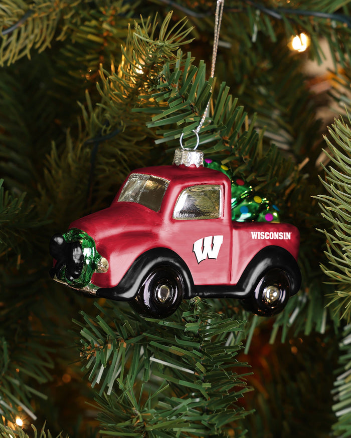 Wisconsin Badgers Blown Glass Truck Ornament FOCO - FOCO.com