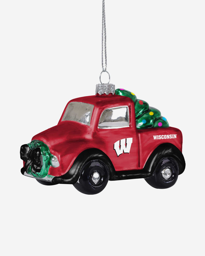 Wisconsin Badgers Blown Glass Truck Ornament FOCO - FOCO.com