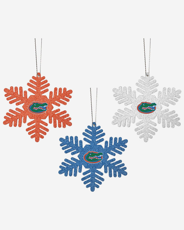 Florida Gators 3 Pack Metal Glitter Snowflake Ornament FOCO - FOCO.com