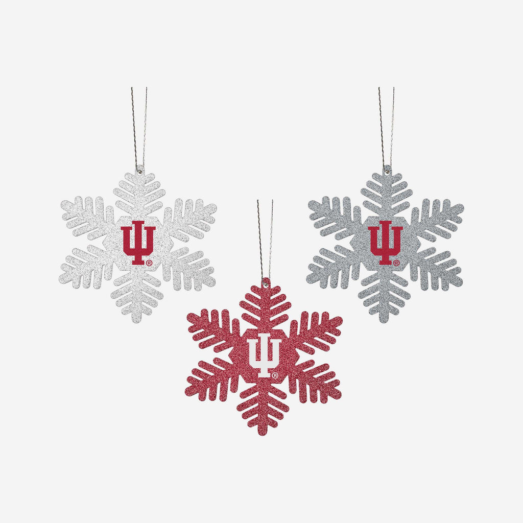 Indiana Hoosiers 3 Pack Metal Glitter Snowflake Ornament FOCO - FOCO.com