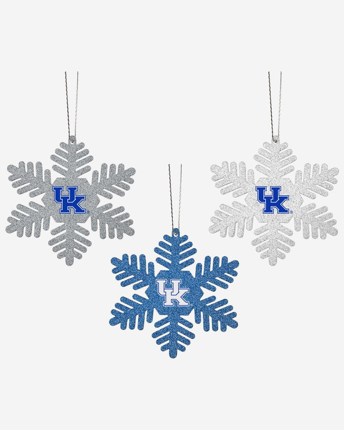 Kentucky Wildcats 3 Pack Metal Glitter Snowflake Ornament FOCO - FOCO.com