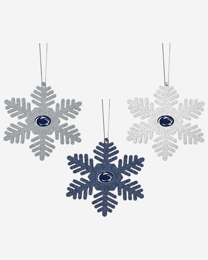 Penn State Nittany Lions 3 Pack Metal Glitter Snowflake Ornament FOCO - FOCO.com