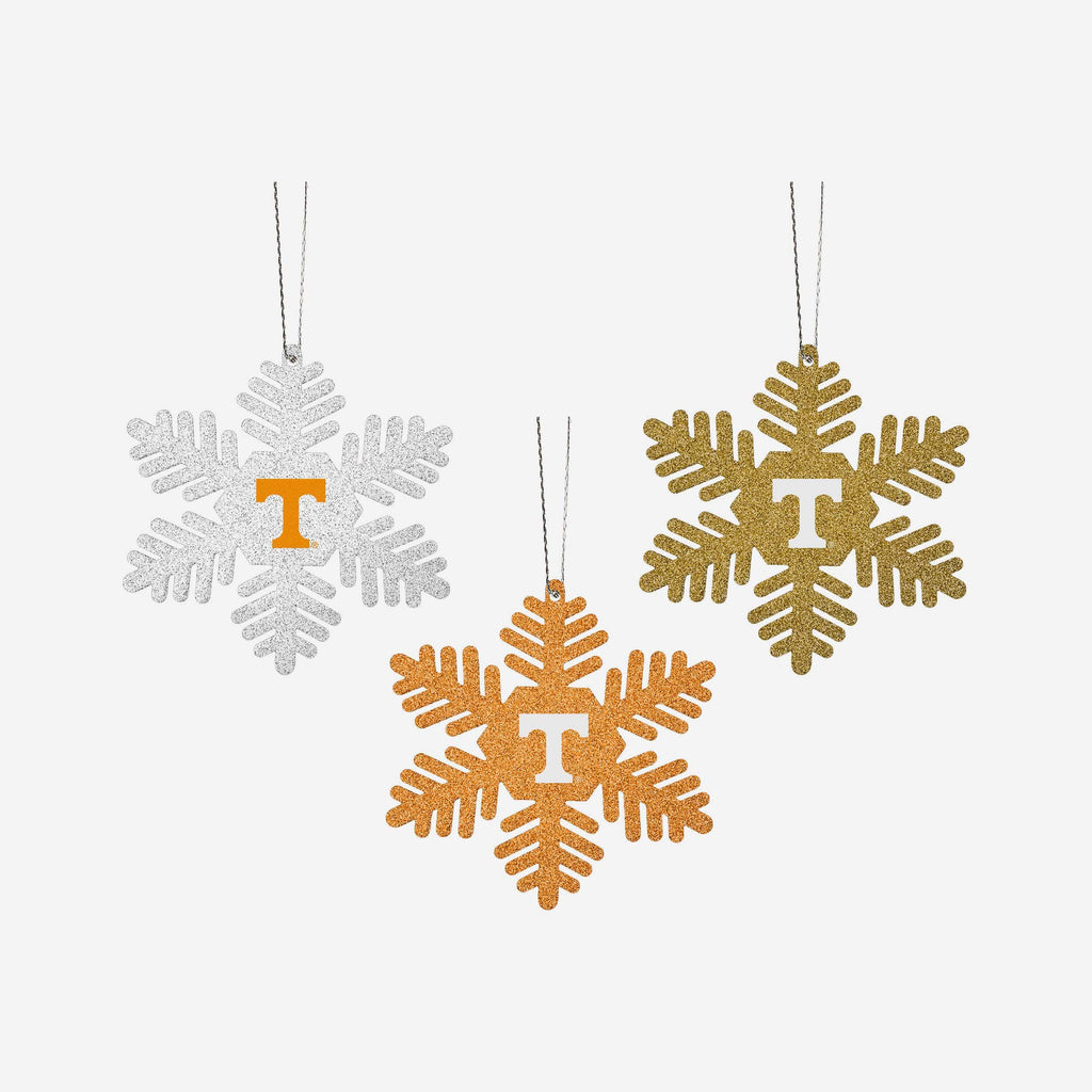 Tennessee Volunteers 3 Pack Metal Glitter Snowflake Ornament FOCO - FOCO.com