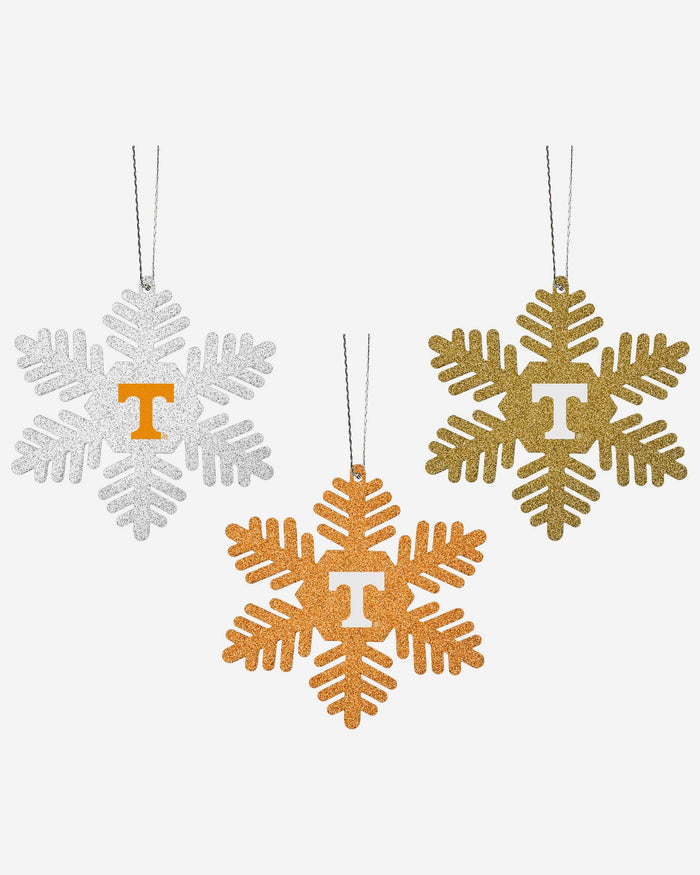 Tennessee Volunteers 3 Pack Metal Glitter Snowflake Ornament FOCO - FOCO.com
