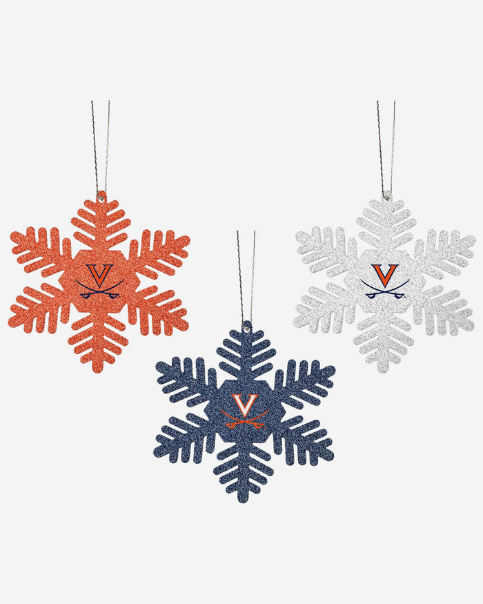 Virginia Cavaliers 3 Pack Metal Glitter Snowflake Ornament FOCO - FOCO.com