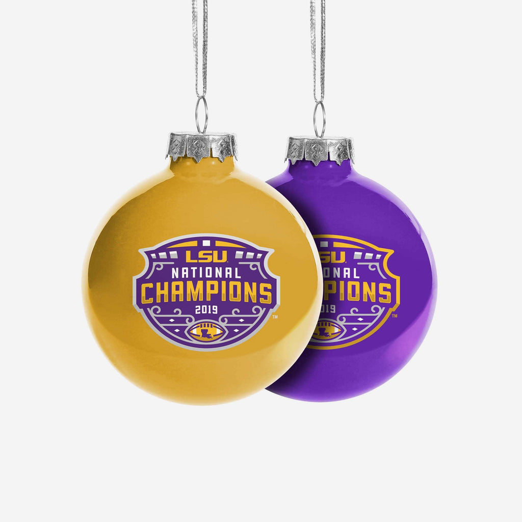 LSU Tigers 2019 Football National Champions 2 Pack Glass Ball Ornament FOCO - FOCO.com