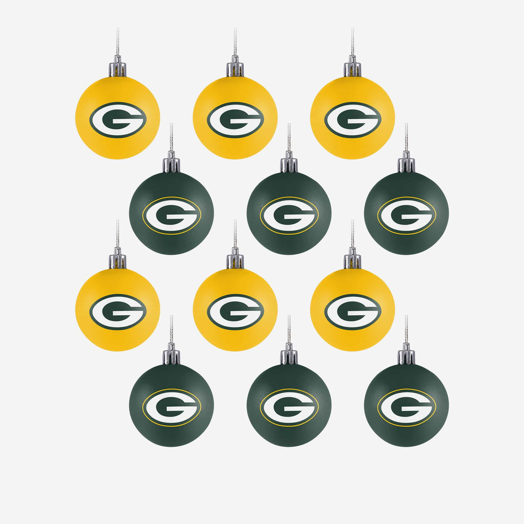 Green Bay Packers 12 Pack Ball Ornament Set FOCO - FOCO.com