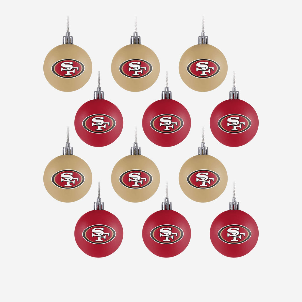 San Francisco 49ers 12 Pack Ball Ornament Set FOCO - FOCO.com