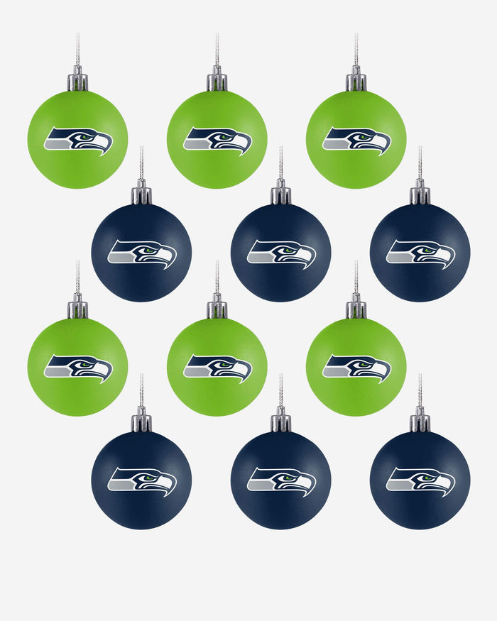 Seattle Seahawks 12 Pack Ball Ornament Set Foco - FOCO.com