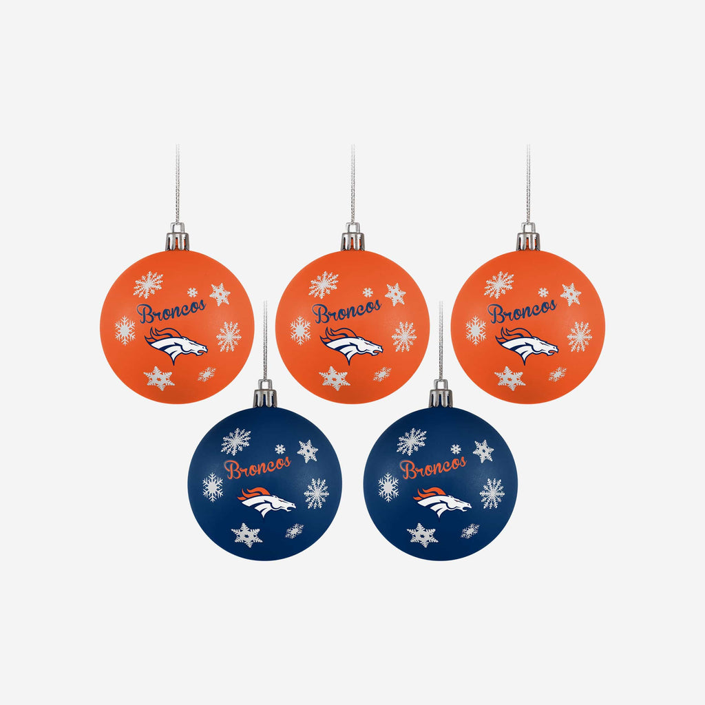 Denver Broncos 5 Pack Shatterproof Ball Ornament Set FOCO - FOCO.com