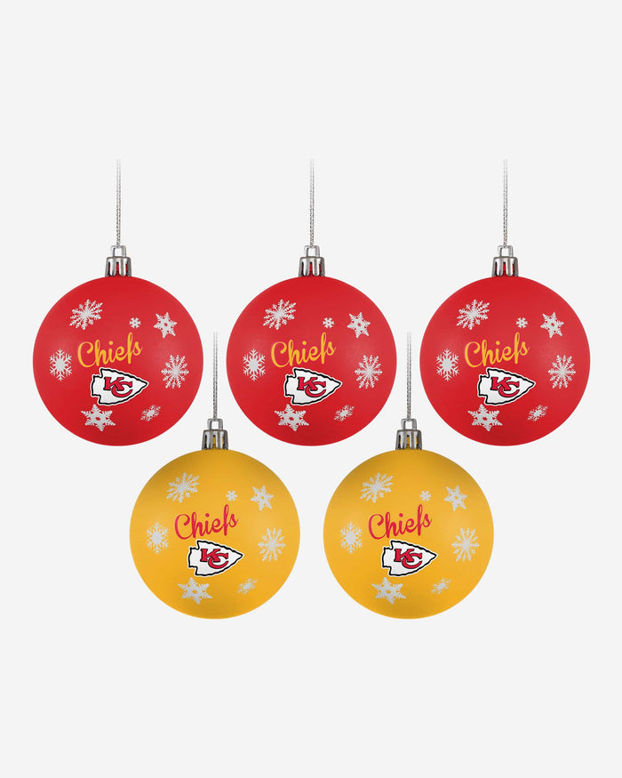 Kansas City Chiefs 5 Pack Shatterproof Ball Ornament Set FOCO - FOCO.com