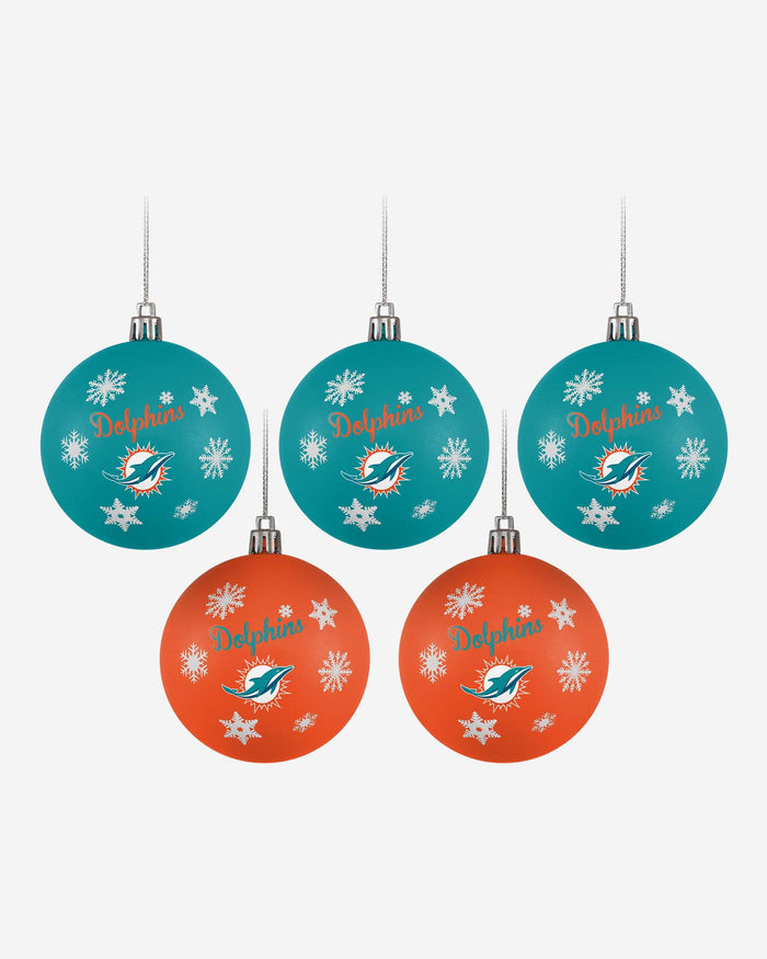 Miami Dolphins 5 Pack Shatterproof Ball Ornament Set FOCO - FOCO.com