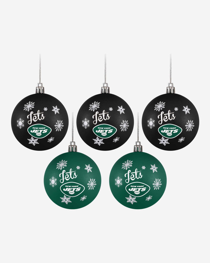 New York Jets 5 Pack Shatterproof Ball Ornament Set FOCO - FOCO.com