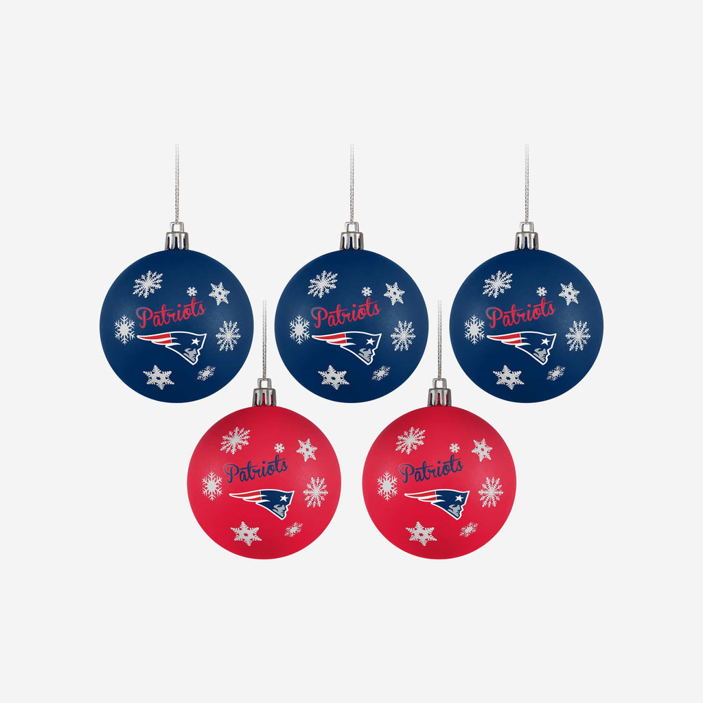 New England Patriots 5 Pack Shatterproof Ball Ornament Set FOCO - FOCO.com