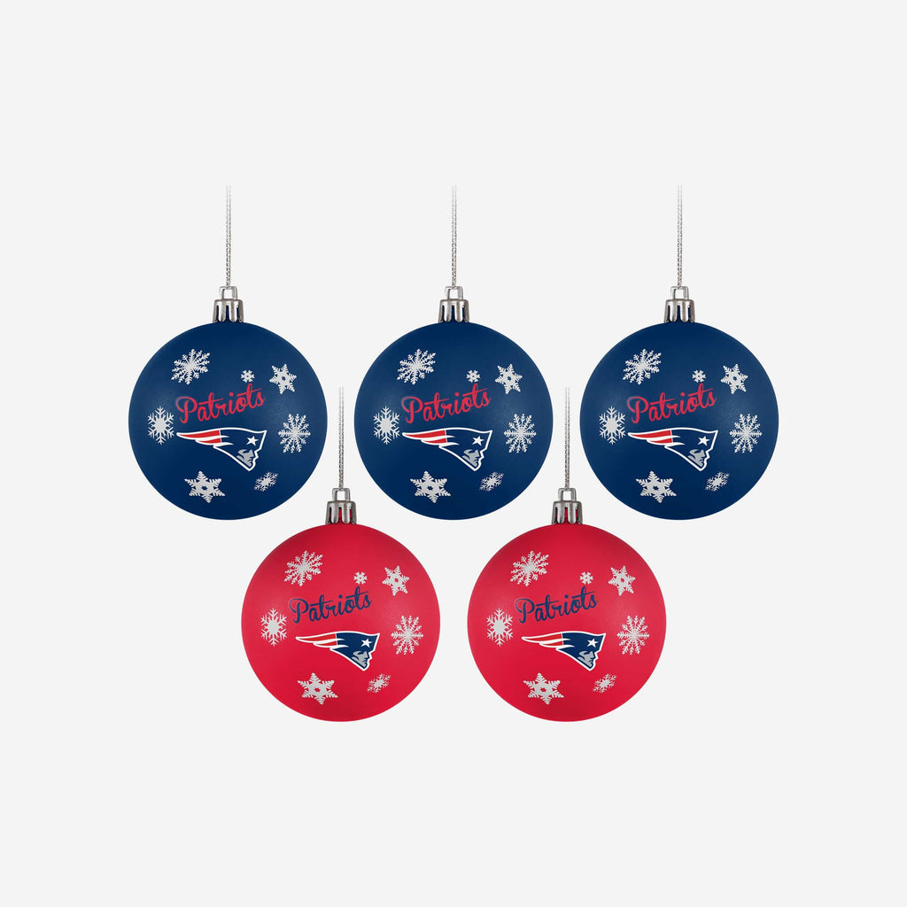 New England Patriots 5 Pack Shatterproof Ball Ornament Set FOCO - FOCO.com