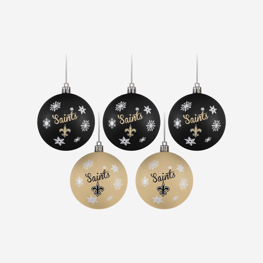New Orleans Saints 5 Pack Shatterproof Ball Ornament Set FOCO - FOCO.com