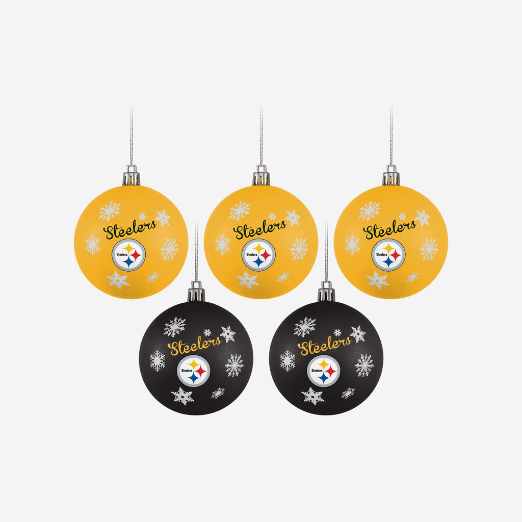 Pittsburgh Steelers 5 Pack Shatterproof Ball Ornament Set FOCO - FOCO.com