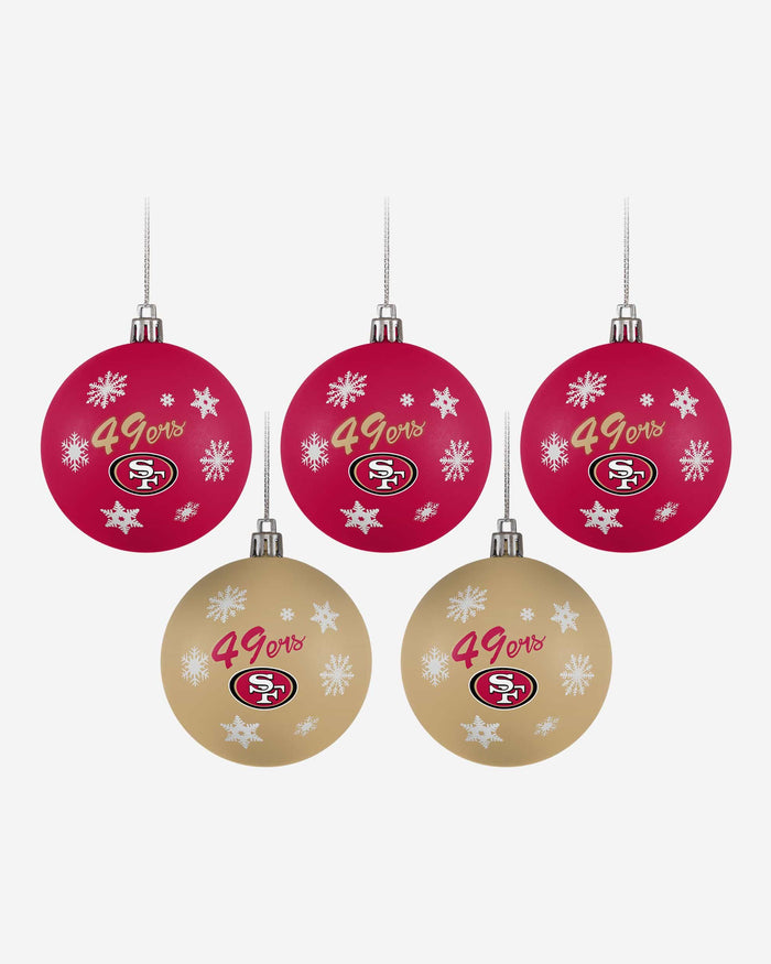 San Francisco 49ers 5 Pack Shatterproof Ball Ornament Set FOCO - FOCO.com