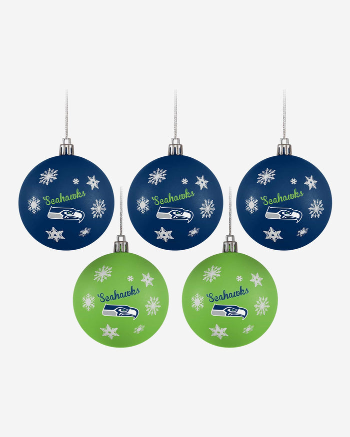 Seattle Seahawks 5 Pack Shatterproof Ball Ornament Set FOCO - FOCO.com