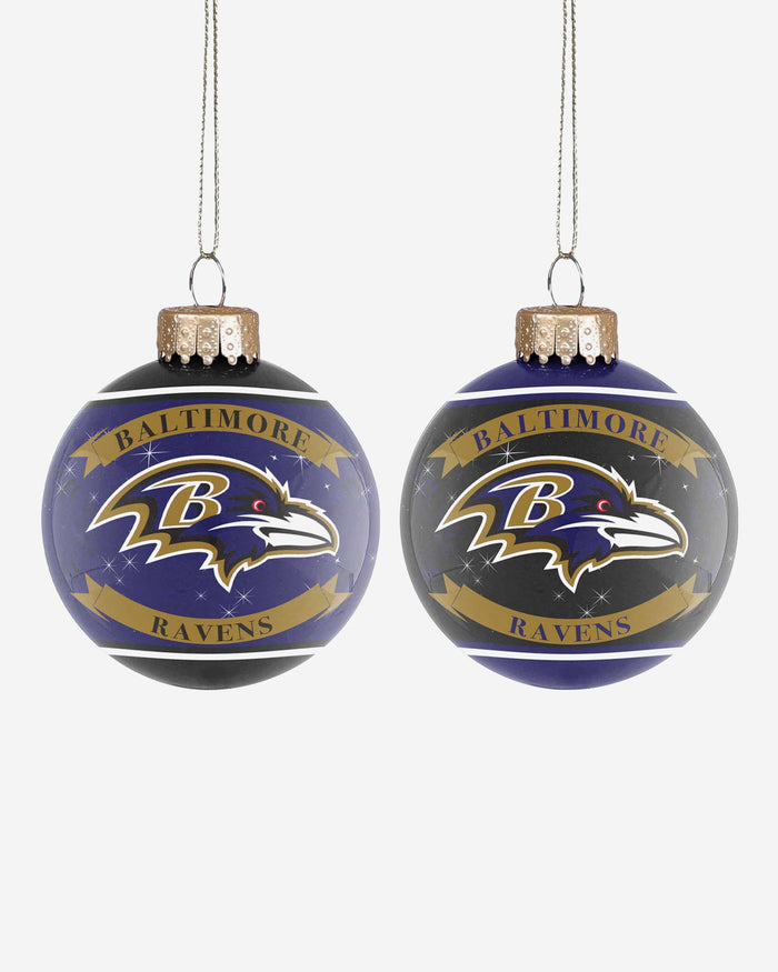 Baltimore Ravens 2 Pack Ball Ornament Set FOCO - FOCO.com