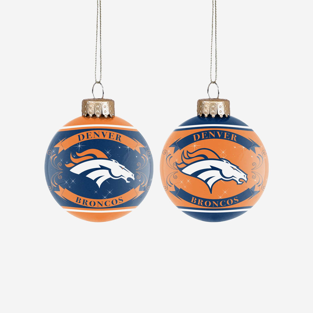 Denver Broncos 2 Pack Ball Ornament Set FOCO - FOCO.com