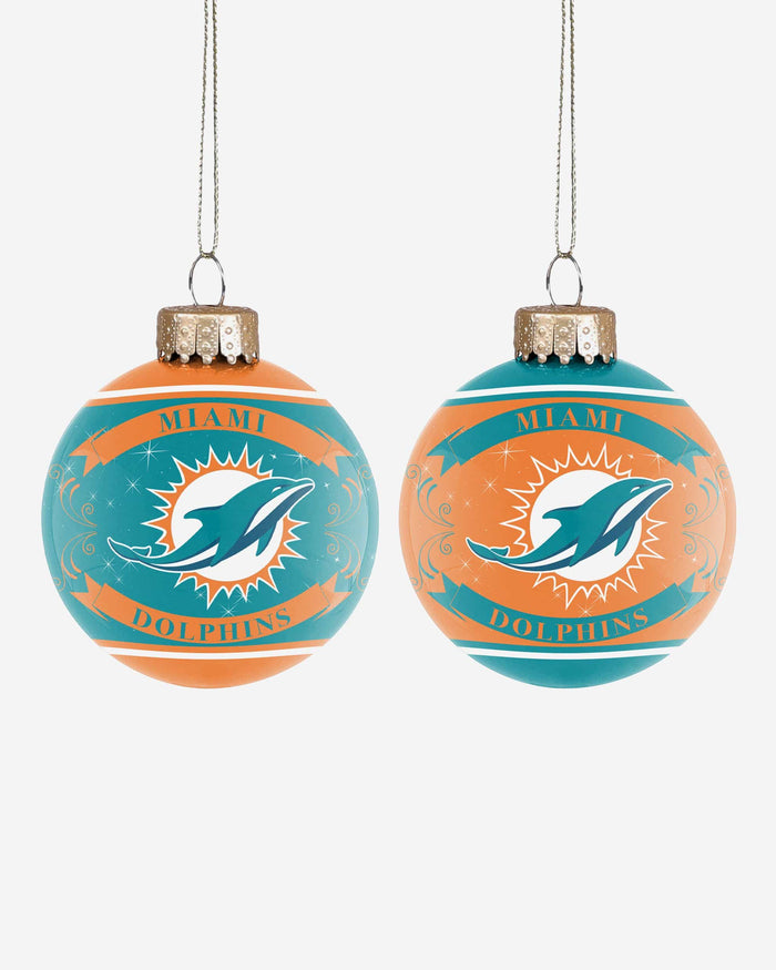 Miami Dolphins 2 Pack Ball Ornament Set FOCO - FOCO.com